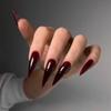 Black Halloween Press On Nails Stiletto Spider Web Design Long Reusable Fake Nails 24 Pcs