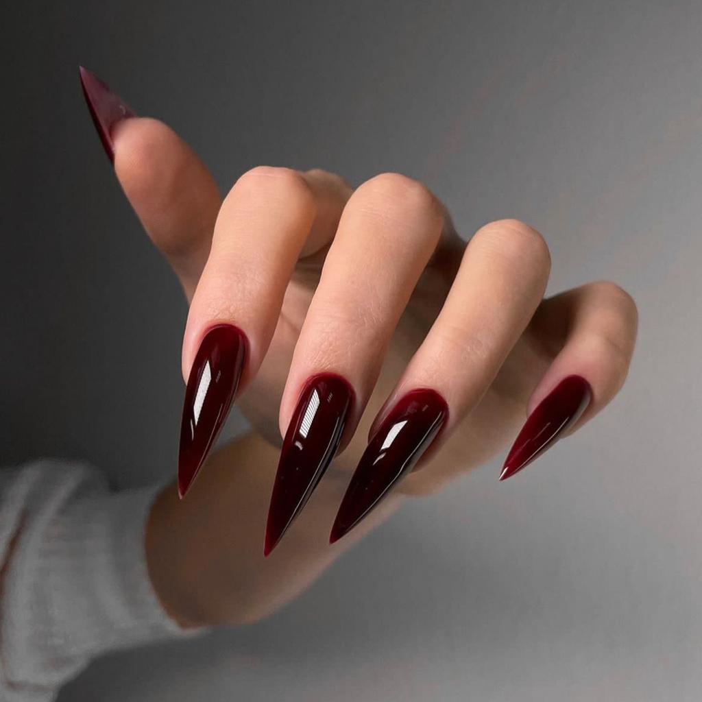 Black Halloween Press On Nails Stiletto Spider Web Design Long Reusable Fake Nails 24 Pcs