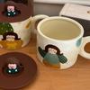 420ml Capacity Ceramic Coffee Mugs Handpainted Cartoon Retro Style Tableware  Breakfast Dining