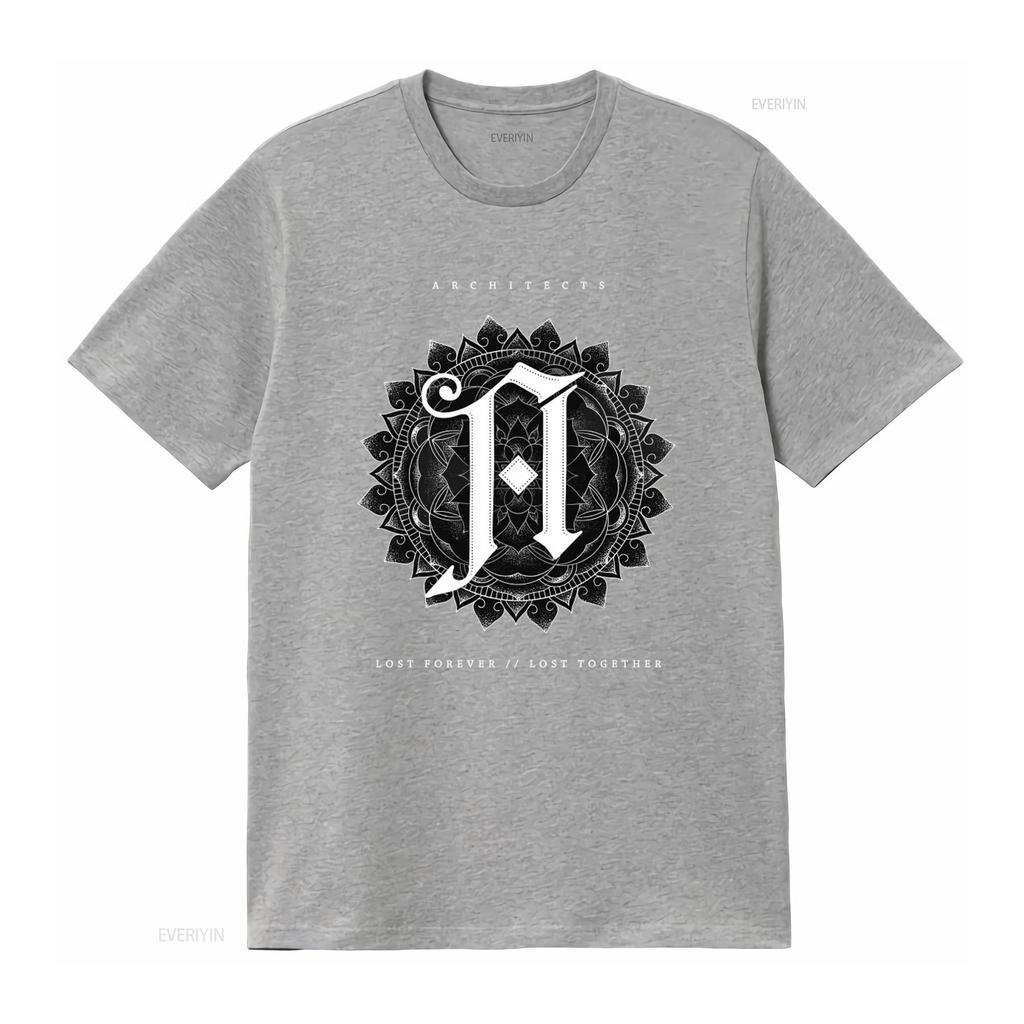 T-shirt Metalcore per Architetti con Intricato Design Mandala e Stampa di Lettere Perfetta per i Fan TE7851 vintage Lavata