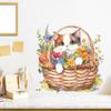 Creative Watercolor Flower Basket Cat Wall Sticker Self-Adhesive Removable Bedroom Warm Home Decor Art