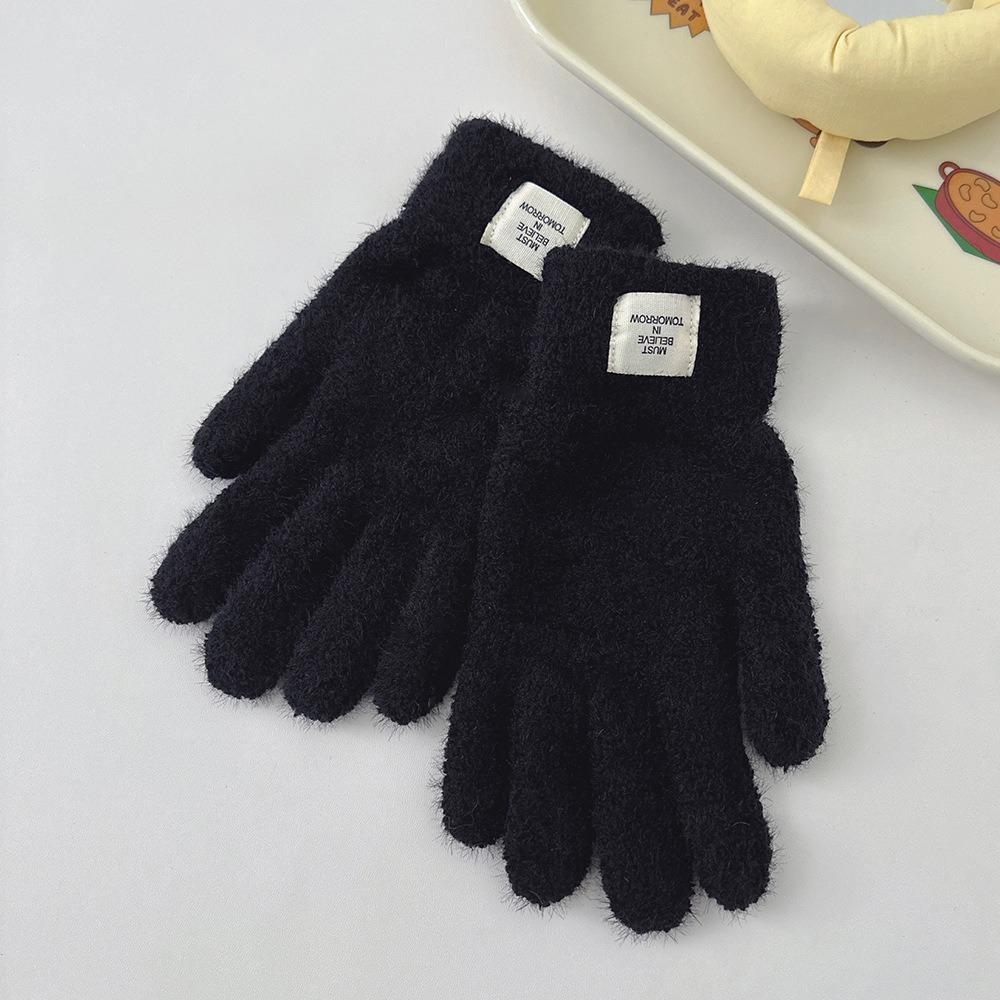 

Thickened Knitted Gloves Solid Color Full Finger Gloves Fashion Winter Gloves Women чорний
