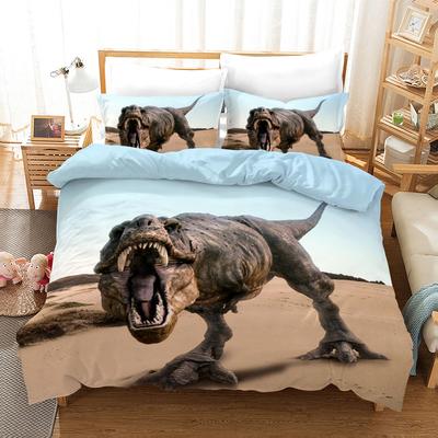 Husă de Plapumă Dinozaur Twin Microfibră 3D Animal Husă de Plapumă Lumea Jurasică Parc Set de Lenjerie de Pat cu Dinozauri Pentru Copii Adolescenți Cameră Băieți