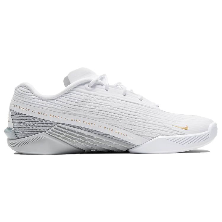 Nike React Metcon Turbo White Metallic Gold Women Sneakers Light-Smoke-Grey CT1249-100