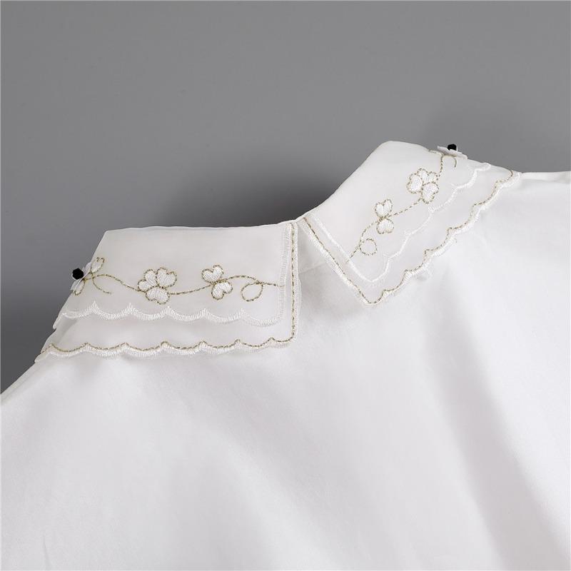 Perfect Match Korean Women'S Shirt False Collars Autumn Rhinestone White Cotton Fake Collar Decoration Ladies Half-Shirt Detachable Collars