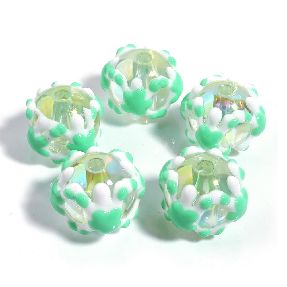 

5pcs Acrylic Beads Cartoon Hand Drawn Star Cream Loose Beads For Jewelry Making DIY Bracelets Phone Key Chain Pen Decor Supplies зелёный
