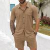 Completi da Uomo 2 Pezzi Maglietta Estiva Girocollo a Maniche Corte e Set di Pantaloncini da Tuta Casual con Coulisse