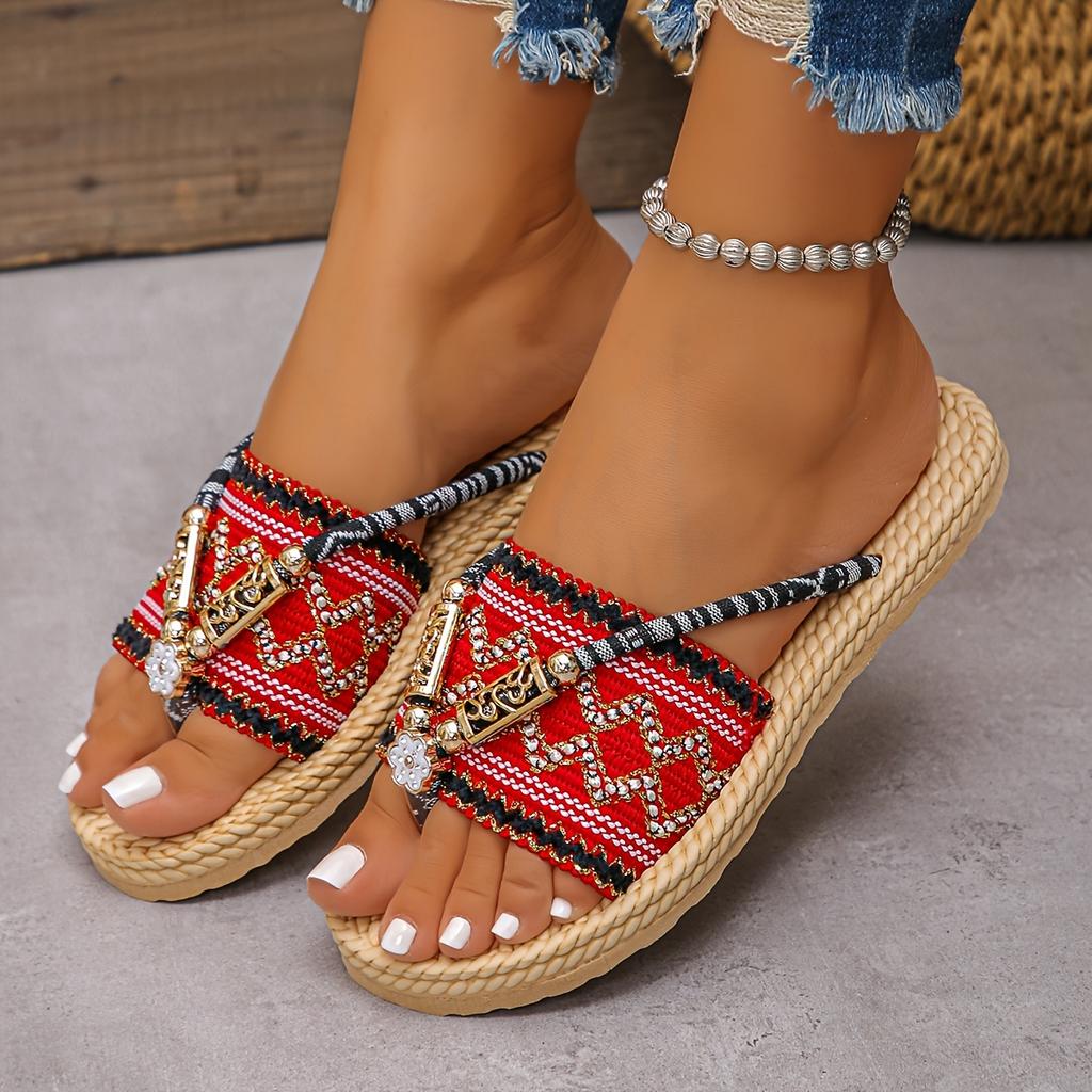 [Fashionable | Elegant] Fashionable Elegant Women's Chinese Ethnic Flat Sandals | Women Shoes
