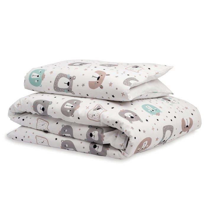 Flyideas housse de couette enfant + taie lit bebe, 120x150 cm - parure 100% coton certifie - alese lit et berceau, made in eu