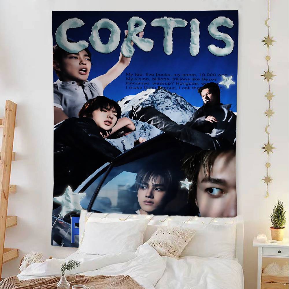 Kpop Musik C-CORTIS DIY Wandteppich Hippie Blume Wandteppiche Schlafsaal Dekor Wandkunst Dekor