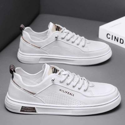 Men's Shoes Summer 2025 New Breathable Deodorant Board Shoes Men's Versatile Sports and Leisure Shoes Men's Trendy Shoes White Leather Shoes