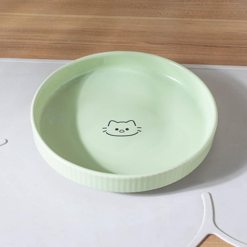 Durable Ceramic Pet Cats Plates Cartoon Pet Cat Food Bowl Shallow Mouth Pet Food Bowl Pet Water Feeder Bowl Pet Supplies