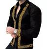 Trendy geometric print long-sleeve shirt, stylish and versatile for daily wear.