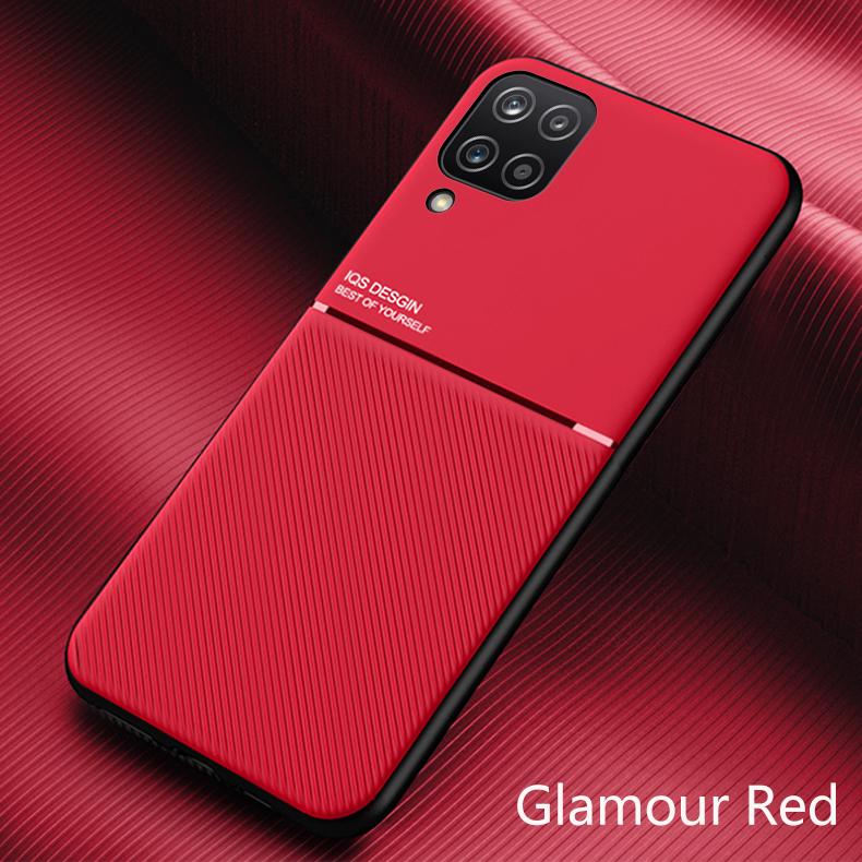 For Samsung Galaxy A12 Case Car Magnetic Holder PU Leather Texture Phone Case For Samsung A12 A 12 a12 Soft Silicone Back Cover