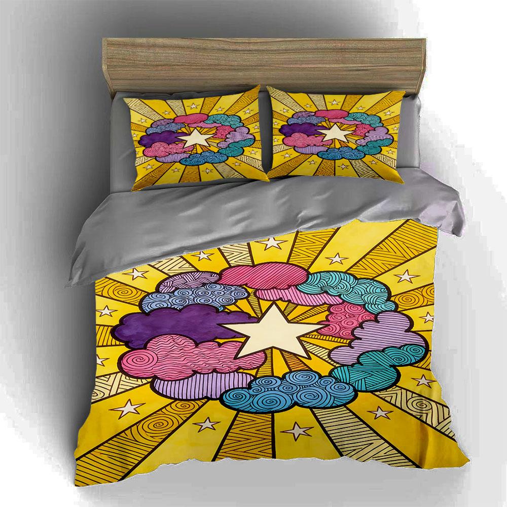 Colorful, Starburst, Clouds. Bedding Duvet Cover Sets Duvet Covers Pillowcases Gifts (1 * Duvet Cover 2 * Pillowcases, Without Duvet Insert)