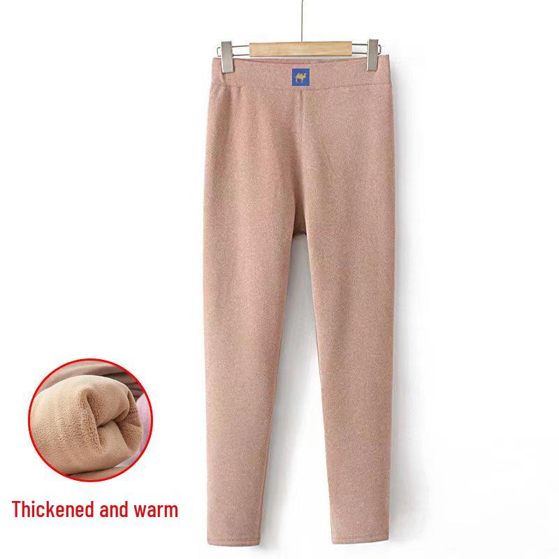 Women's High-Waist Plush Fleece Leggings - Plus Size, Warm, Thick Cotton Pants for Autumn