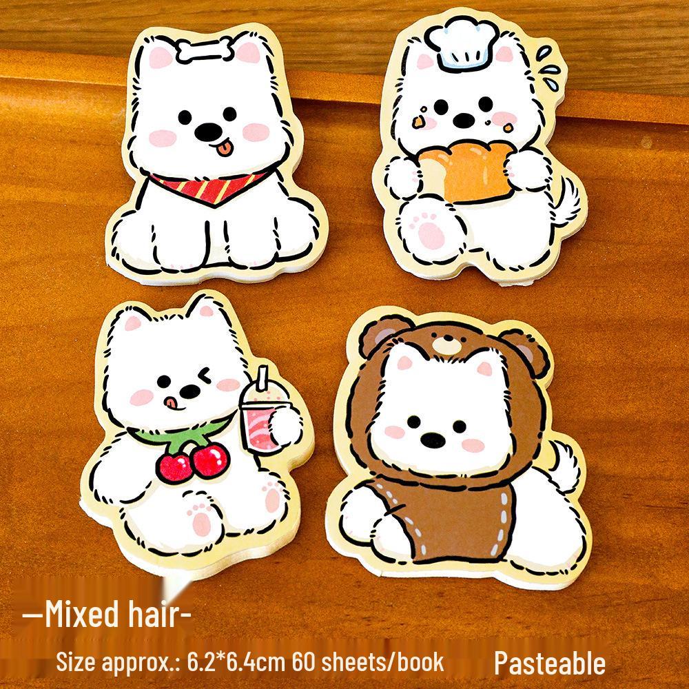 Cartoon Westie Alien Sticky Notes: Cute, Strong Adhesive, Reusable Student Stationery. 60 Sheets