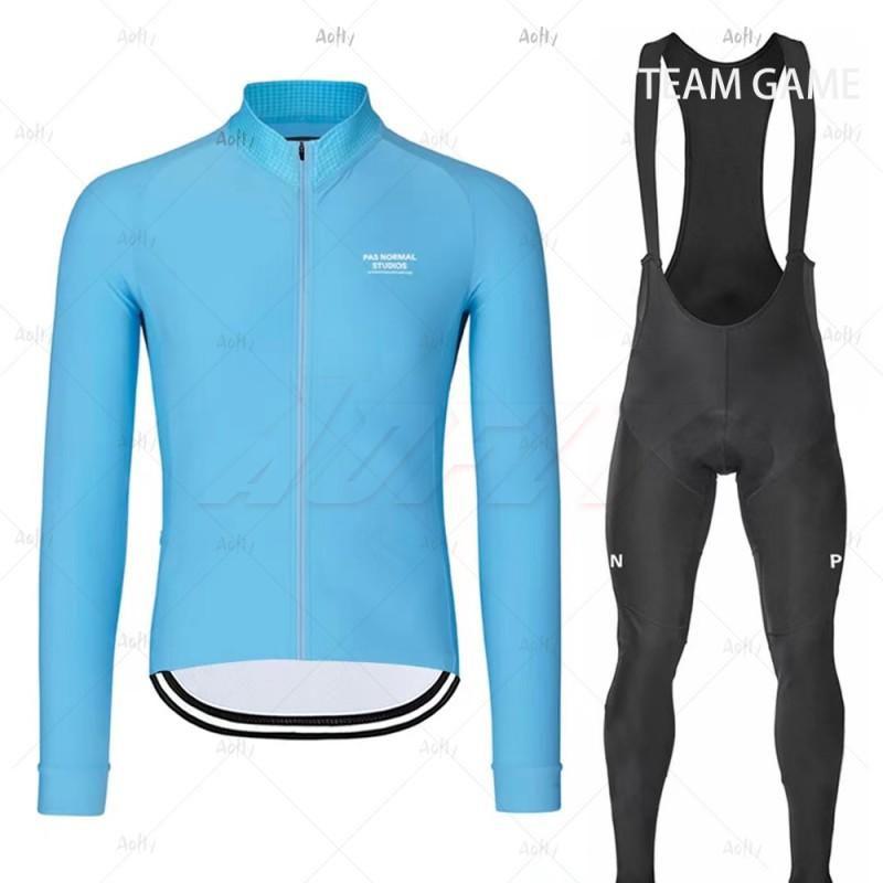 Mens Thermal Fleece Cycling Jersey Bib Tights Set Winter Long Sleeve Bike Riding Outfit