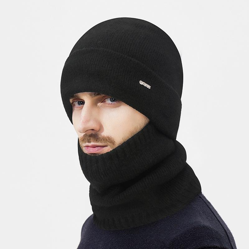 Men's Winter Wool Knit Hat with Ear Covers for Outdoor Travel and Cycling.