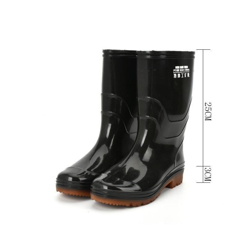 Water Shoes High Tube Rain Shoes Men's Medium Tube Beef Tendon Thick-soled Rain Boots Rubber Shoes