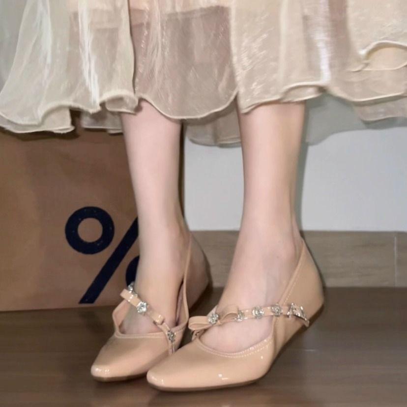 

Height-increasing French pointed one-word strap single shoes women s autumn 2025 new beautiful and versatile Mary Jane shoes women s single shoes 40 абрикосовый