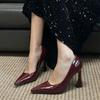 Not tired feet, beautiful shallow mouth single shoes 2025 spring and autumn new burgundy patent leather pointed temperament sexy high heels women