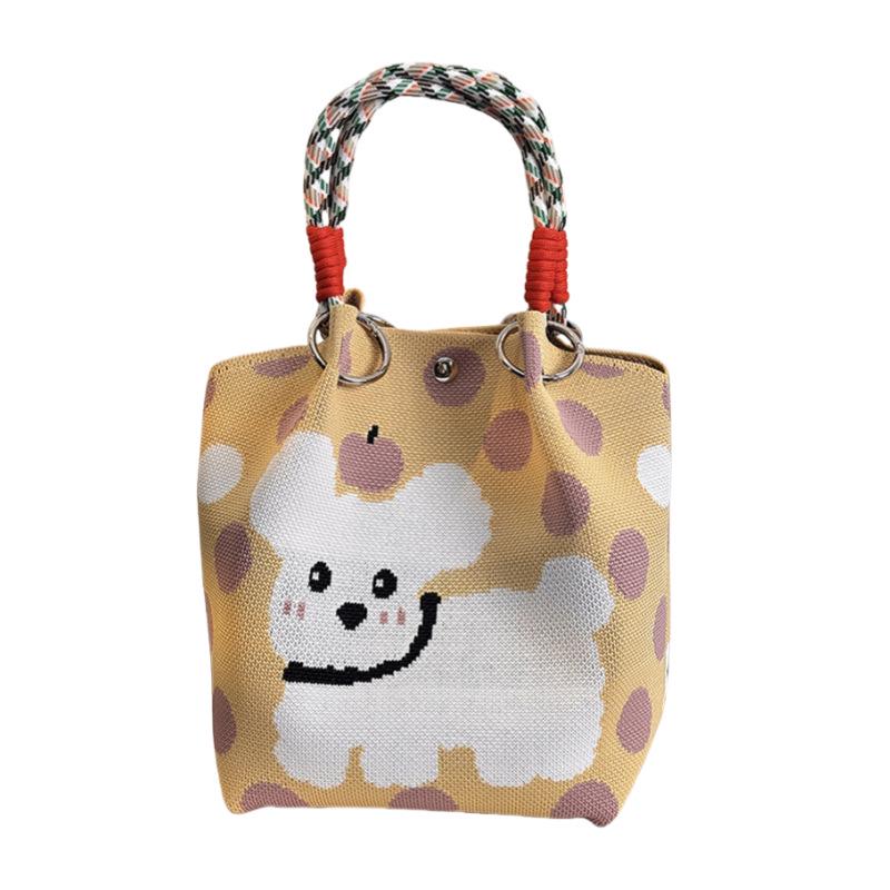 Handtasche mit großer Kapazität im japanischen und koreanischen Strickstil - Tragbare, pendlerfreundliche Tragetasche mit einem kleinen quadratischen Design für diverse Gegenstände