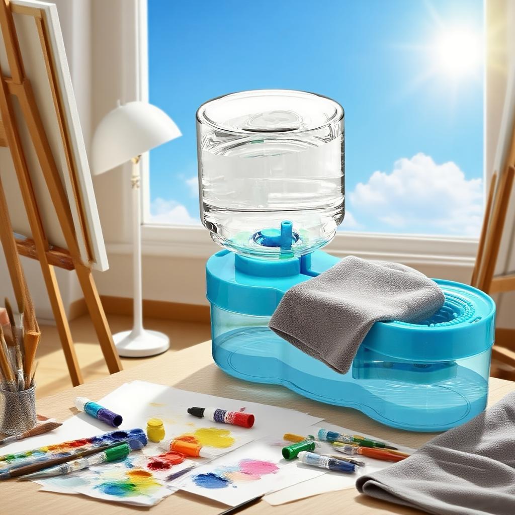 Paint Brush Cleaner Tool with Tray,Upgraded 4-in-1 Painting Supplies with ,Brush HolderandBrush Holder with