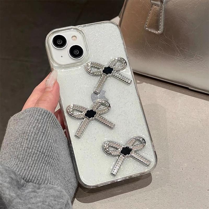 

Flower Bow Glitter Phone Case for IPhone15Promax Transparent for Apple 17 Light Luxury Ins Women s Model For iPhone 17Promax