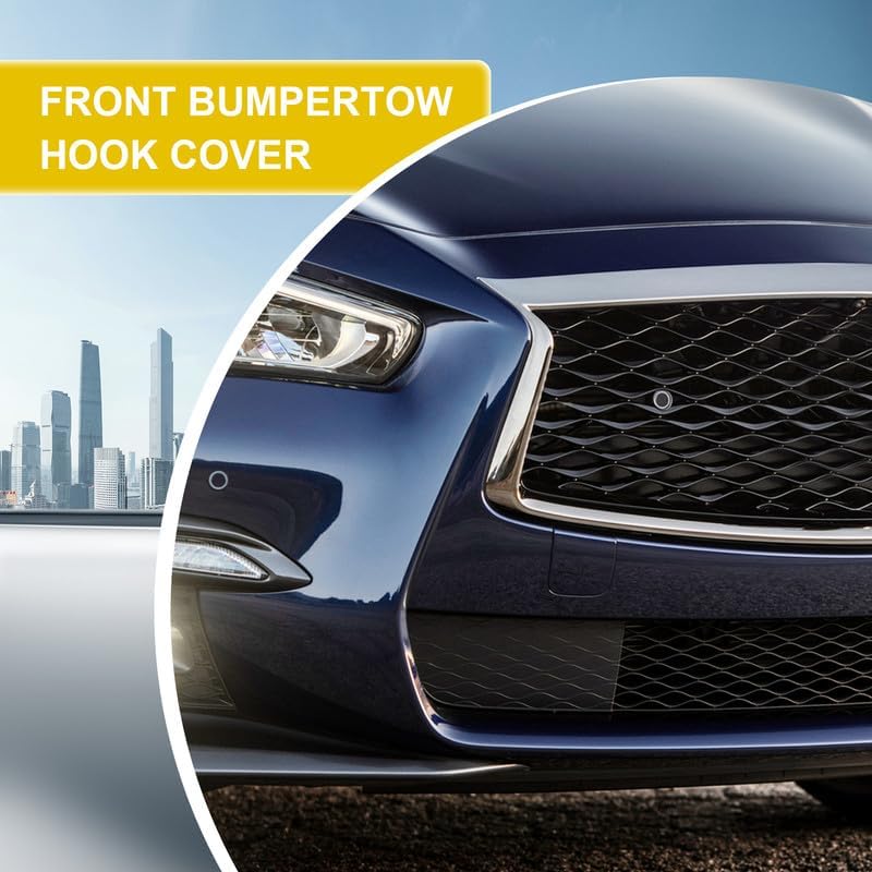 Car Front Bumper Tow Hook Cover Compatible With Infiniti Q50 2018 2019 2020 2021 2022 Trailer Cover Cap 622A16HH0A 622A1-6HH0A Small Lid Towing Eye