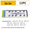High-Speed Steel Taps & Dies Set: 5, 6, 7, 9-Piece with Tap Wrench and Threading Drill Bits.