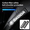 IZNH3 Carbon Fibe Car Seat Belt Pads Shoulder Cover Auto Accessories For Skoda Fabia Kodiaq Kamiq Superb Yeti Octavia Enyaq Rapid