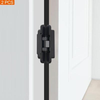 Lot de 2 Charnières de Porte Cachées Noires 6 Pouces, Charnières en Alliage de Zinc Charge 40 kg Montage Porte Ouverture 180° Charnière 21,55 mm pour Portes Coupe-Feu