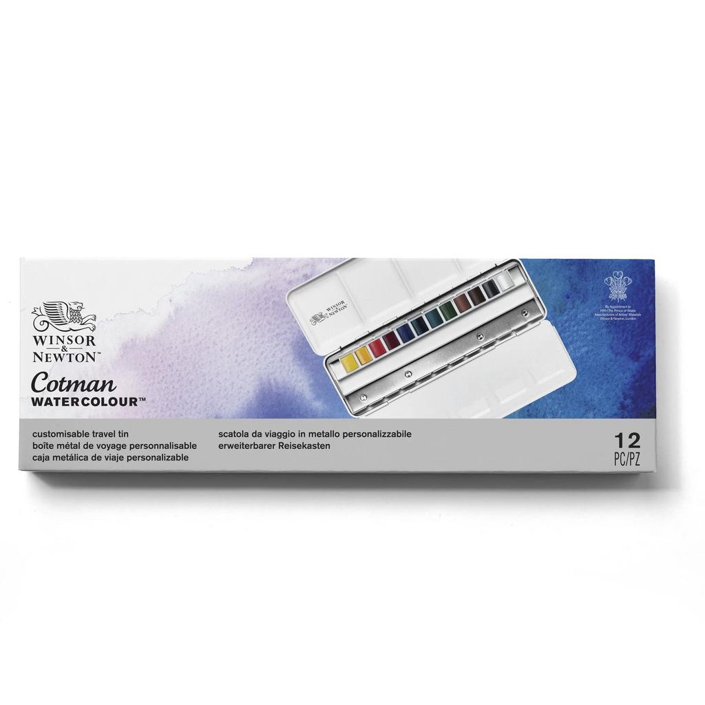 Winsor & Newton Cotman Watercolors, 12-Pan Set in a Customized Travel Metal Box (Product Number: 18909453)