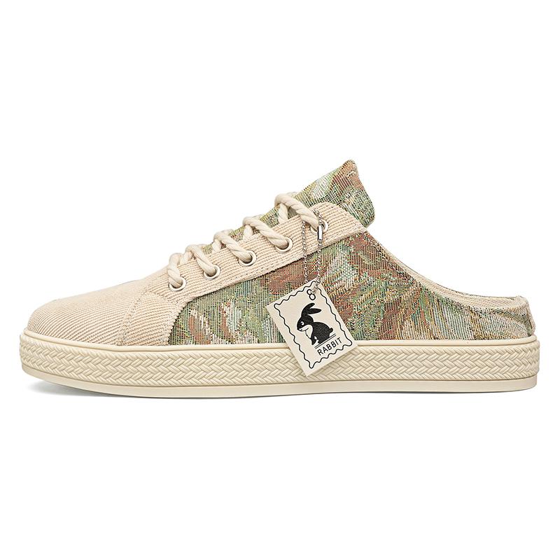Men's canvas slippers summer outdoor anti-slip soft-sole fashion youth casual slippers driving sandals tide half slippers