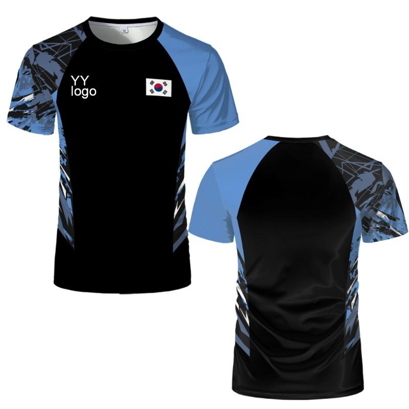 YY Logo Badminton Clothes T-shirt Sports Padel Tennis Uniform Men's South Korea Team Competition Jersey Clothing