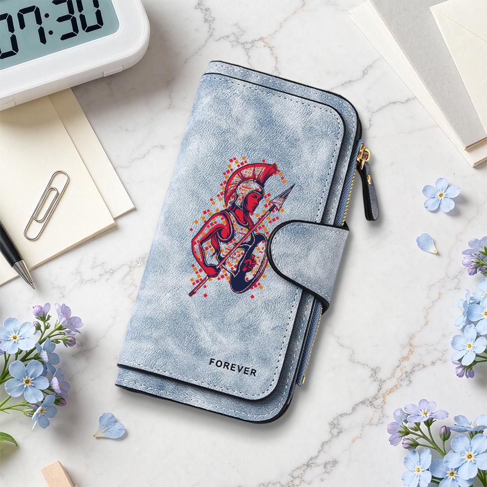 Stylish Warrior Pattern Long Wallet Multi Card Holder Purse for Daily Use