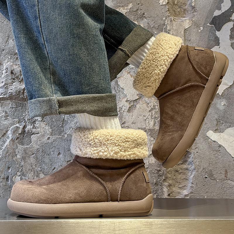 2025 new winter couple snow boots velvet flat boots 22715-11715 apricot, brown, yellow-J