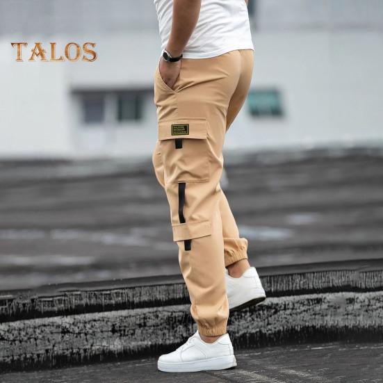 Cargohose für Herren mit mehreren Taschen im High-Street-Stil, Retro-Hose mit Knöchelband und Kordelzug in der Taille, für den täglichen Gebrauch im Freien und bei der Arbeit