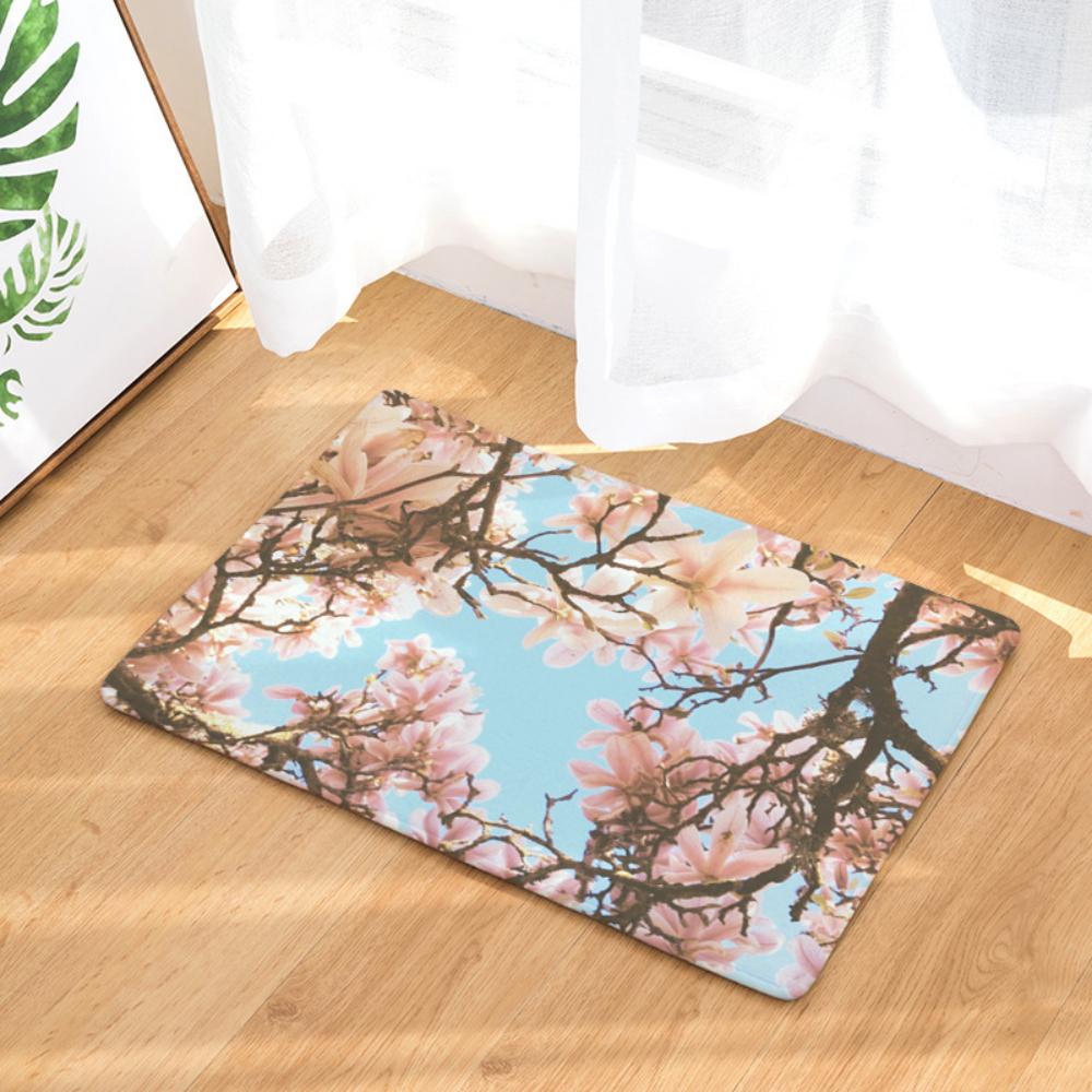 Spring Floral Print Doormat Washable Rug for Living Room Kitchen Indoor Outdoor Entryway Botanical Home Decor