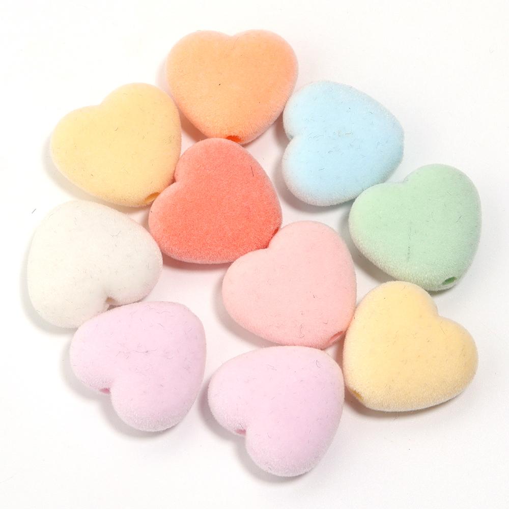 10 Stück Beflockte Acrylperlen Mischfarbe Mehrere Stile Spacer Anhänger Perle für Schmuckherstellung DIY Halskette Ohrringe Haarschmuck