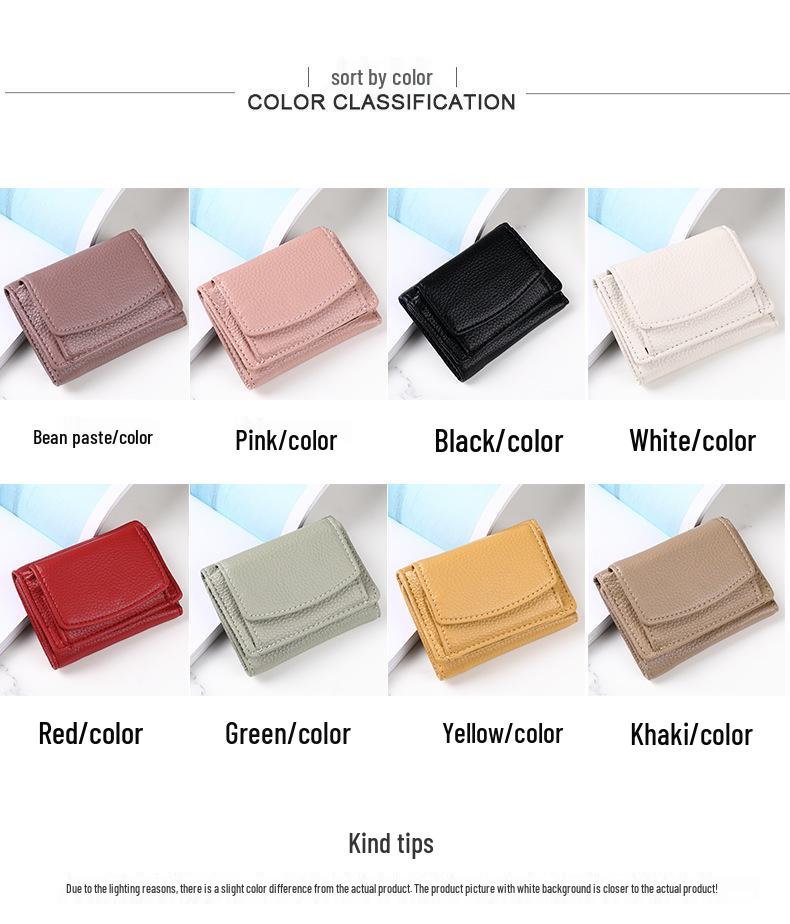 Korean Style Women's Short Tri-Fold Wallet: Large Capacity, Multi-Card Slot, Anti-Demagnetization.