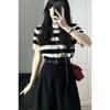 Fashion Knitted Short Sleeved Stripes Printed T-shirt Women's Sweater Summer Thin Elegant Loose Casual Simple Office Tops Ladies Hollow Out Shirts