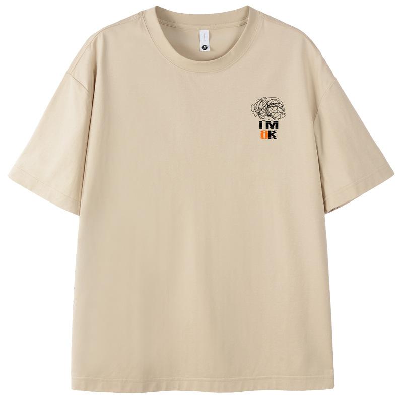 

Мужская летняя футболка Ice Silk Cool Feeling Creative Line с принтом, оригинальная свободная и универсальная, с короткими рукавами для мужчин и женщин XXXL миндальный