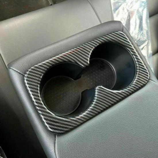 For Nissan Rogue 2021-2024 Carbon Fiber Rear Water Cup Holder Frame Cover Trim