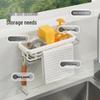Wall-Mounted Retractable Kitchen Rack: No-Drill Dishcloth Holder, Spice Shelf, and Sink Drain Basket