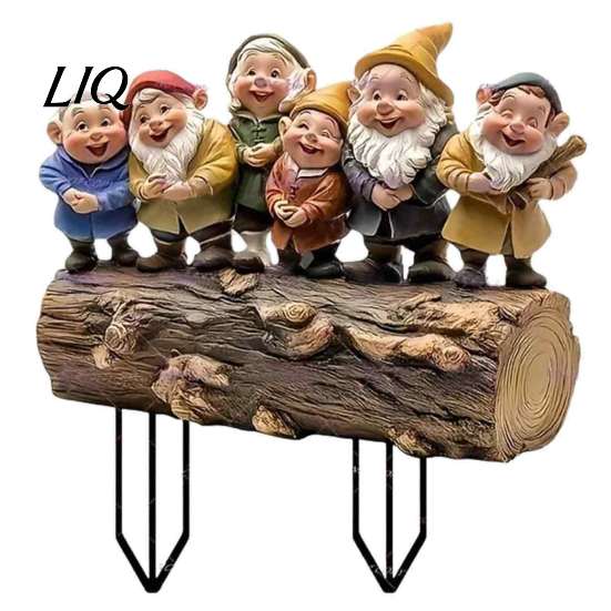 Dwarf Yard Art Six Dwarfs Garden Stake, 2D Acrylic Fairy Tale Outdoor Lawn Ornament Decoration, Waterproof Sign for Flower Bed Backyard Decor