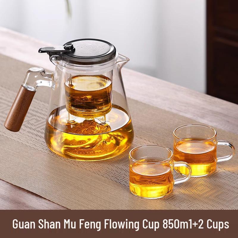 High-Temperature Resistant Glass Teapot with Built-in Tea & Water Separation