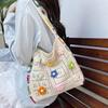 X7XC Women's Crochet Toted Bag Beach Bag Bohemian Shoulder Handbags Summer Vacation Crossbody Bag Portable Knit Hippies Bag