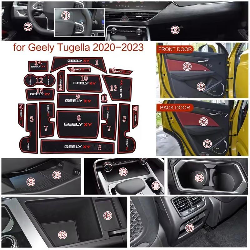 Anti-Slip Gate Slot Mat for Geely Tugella  -  Door Groove Pad Cup Holder Car Interior Accessories